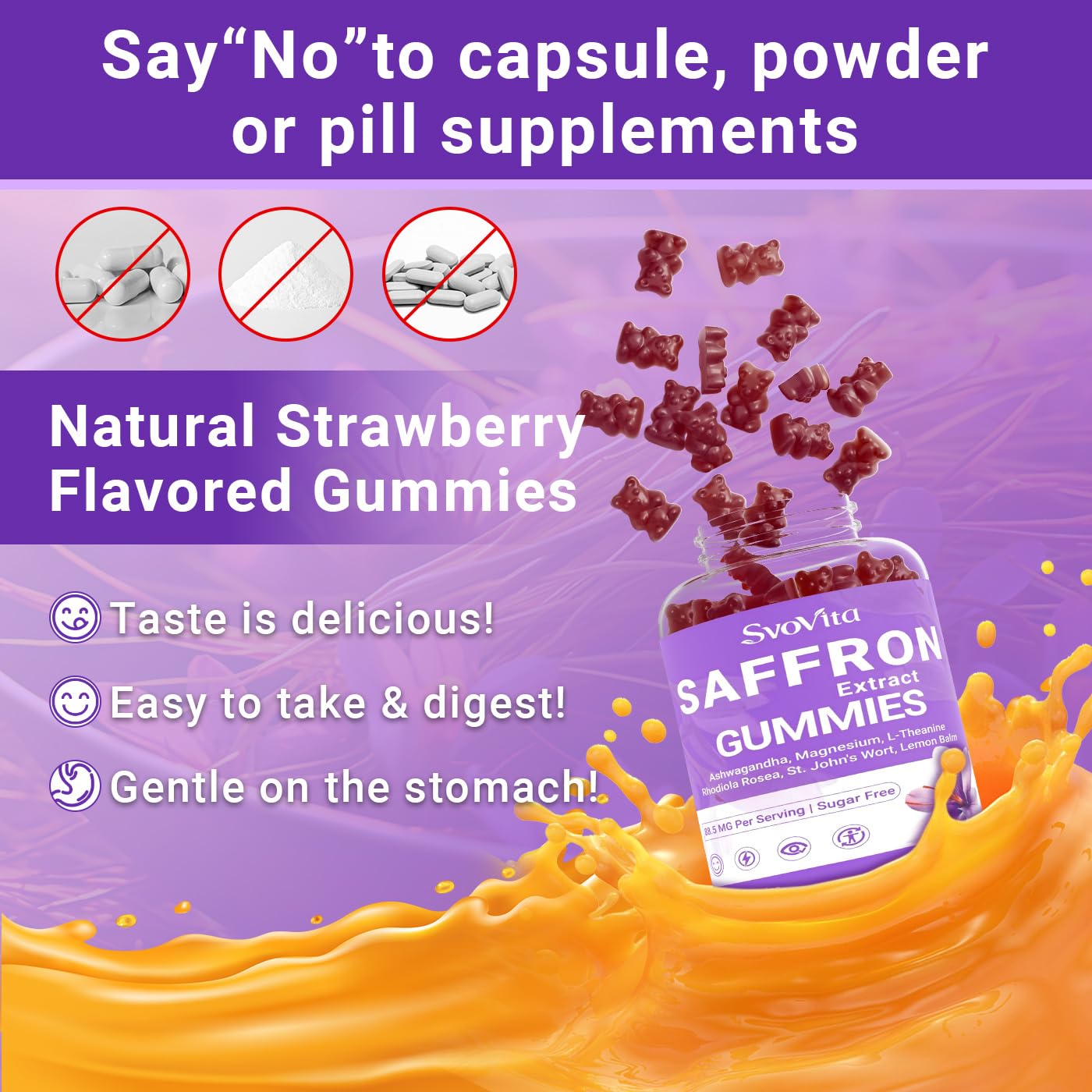Svovita gommes safran, prise quotidienne de 2 gommes, routine simplifiée.