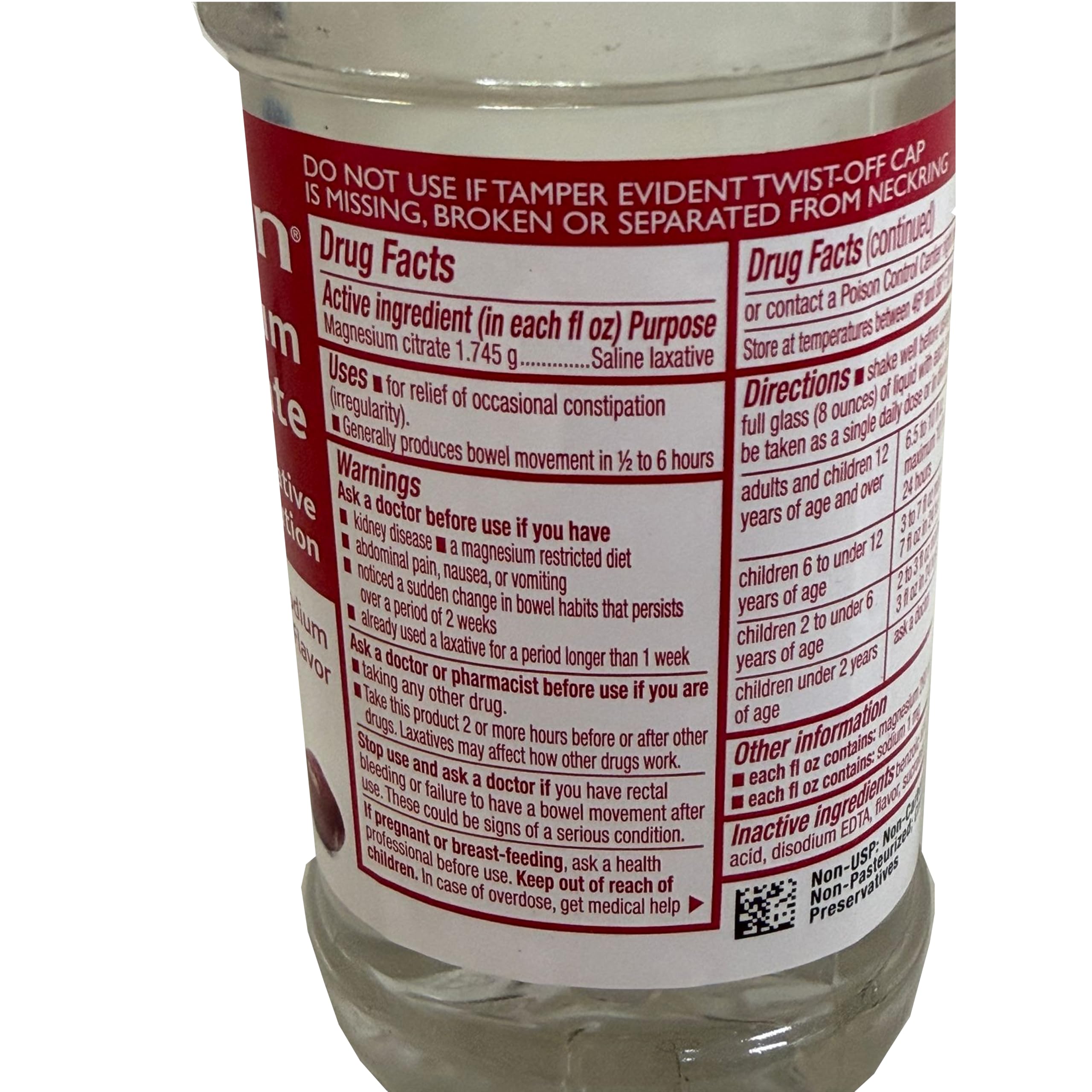 Swan Magnésium Citrate cerise; emballage pratique pour le stockage.