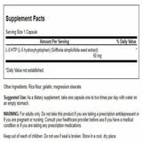 Swanson 5-HTP: étiquette claire facilitant le dosage quotidien.