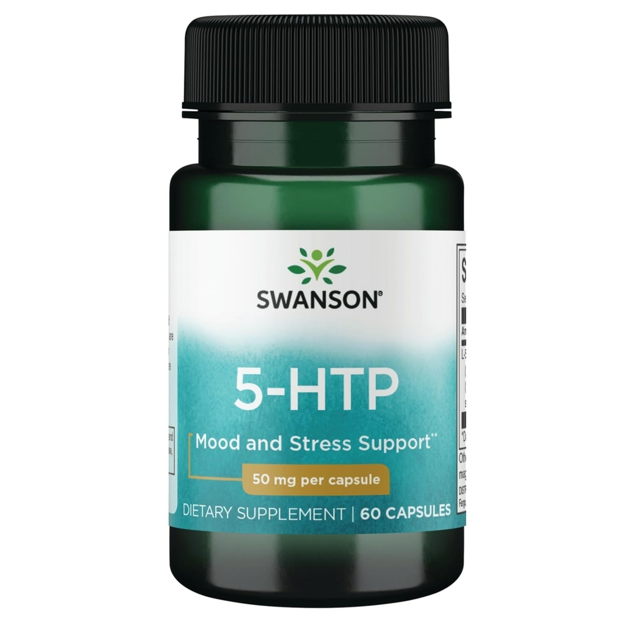 Swanson 5-HTP: capsules dans la bouteille, pratique pour le quotidien.