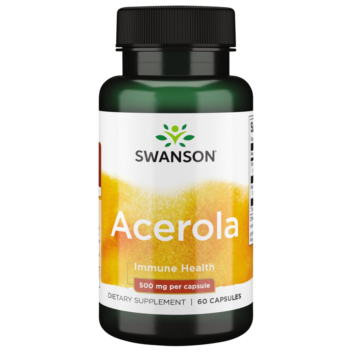 Swanson Acerola, bouteille de 60 capsules, soutient potentiellement l'immunité et l'activité antioxydante.