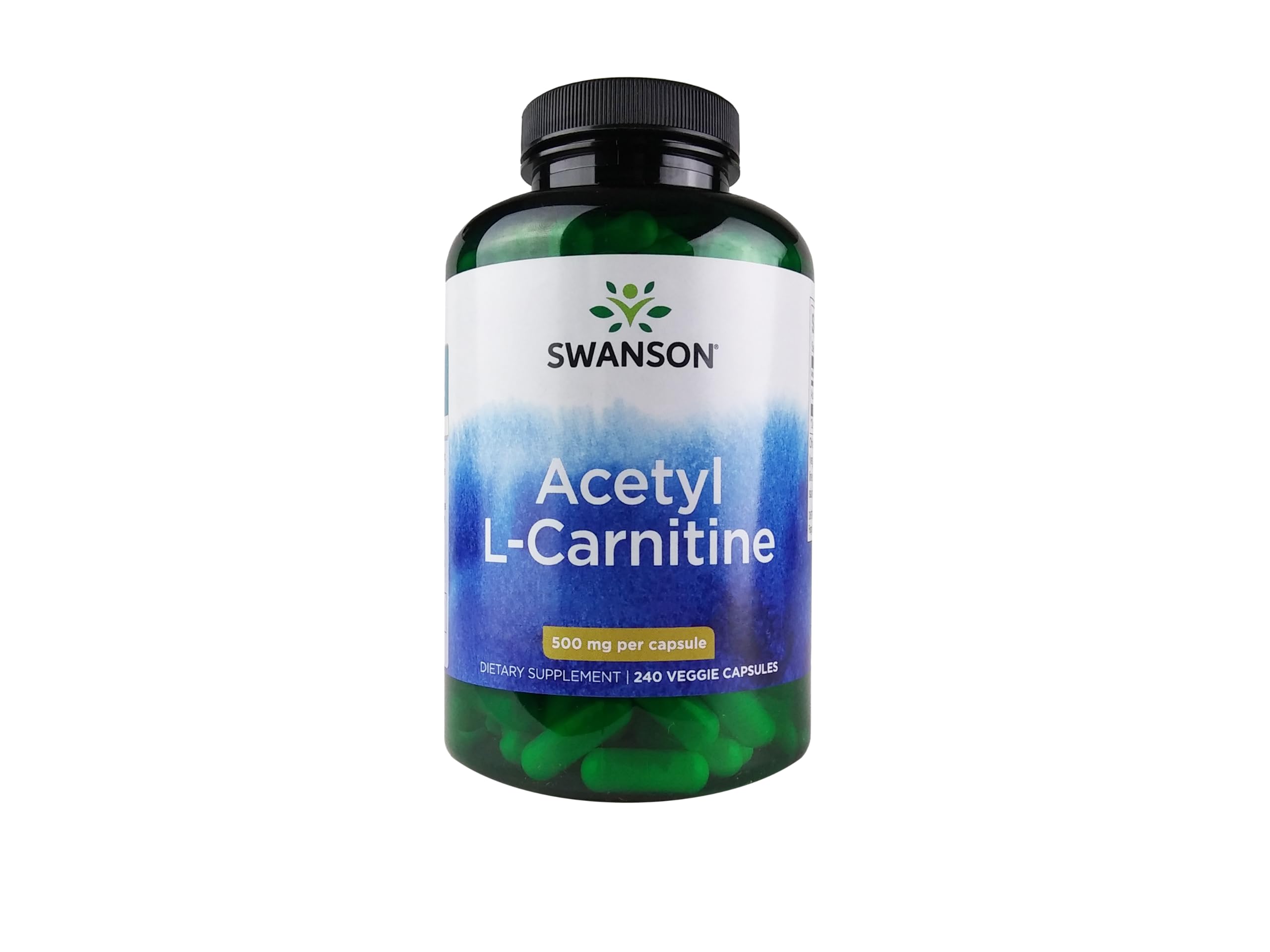 Swanson Acétyl L-Carnitine 500MG, bouteille, soutien cognitif potentiel et énergie au quotidien