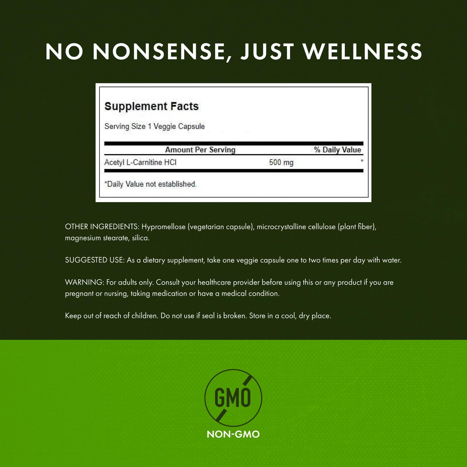 Capsules Swanson Acétyl-L-Carnitine 500 mg faciles à avaler.