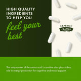 Ingrédients naturels associés à l'Acétyl-L-Carnitine dans ces gélules Swanson.