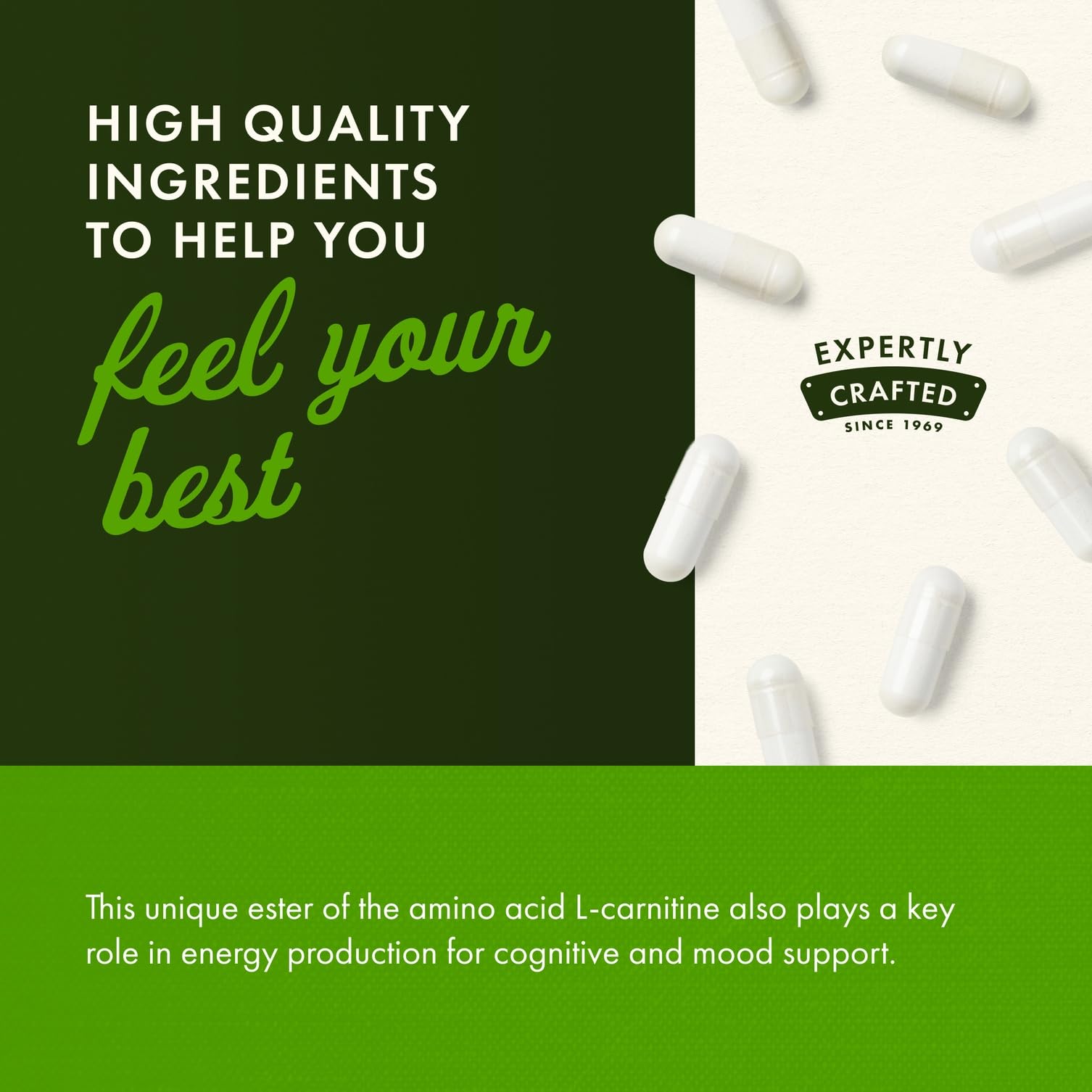 Swanson Acétyl-L-Carnitine boîte 100 capsules végétales pour l’usage quotidien.