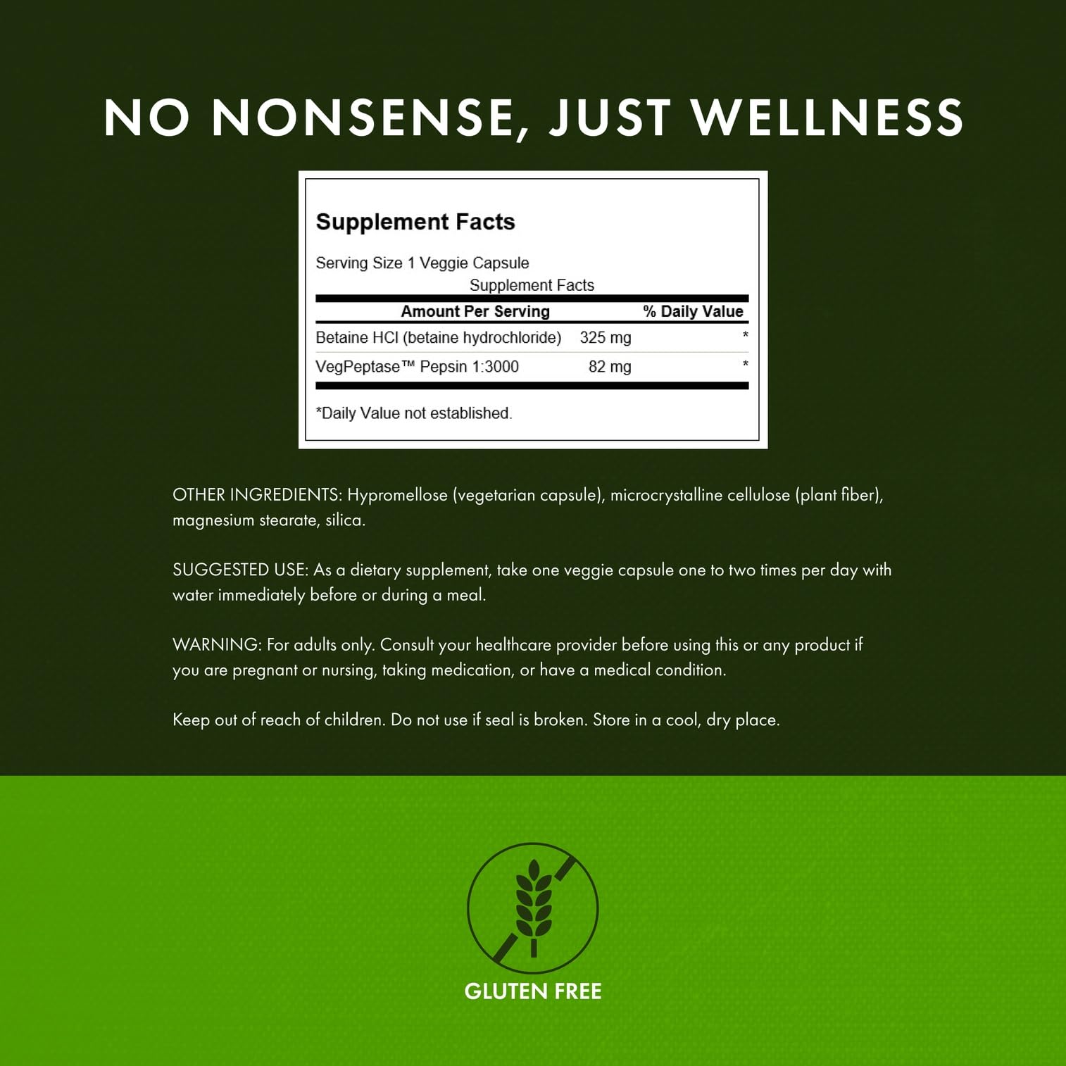 Capsules Swanson, dosage visuel, utilisation lors des repas