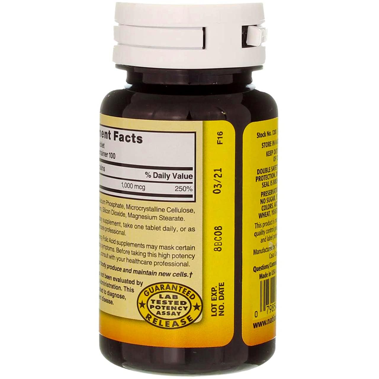 Swanson acide folique 1000 mcg – emballage, accessibilité et lisibilité.