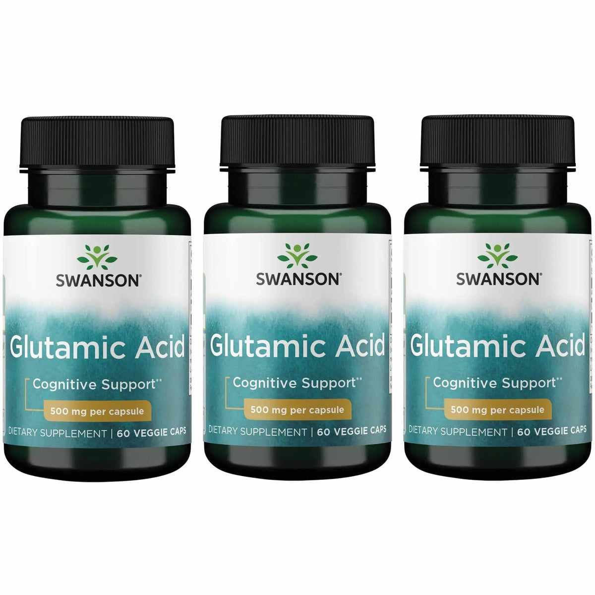 Swanson acide glutamique en bouteille lot de 3 pratique pour une supplementation quotidienne