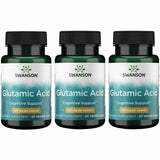 Swanson acide glutamique en bouteille lot de 3 pratique pour une supplementation quotidienne