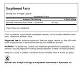 Capsules Swanson Ajipure L-Glutamine 500 mg, gros plan sur l'etiquette, format végétarien pratique.