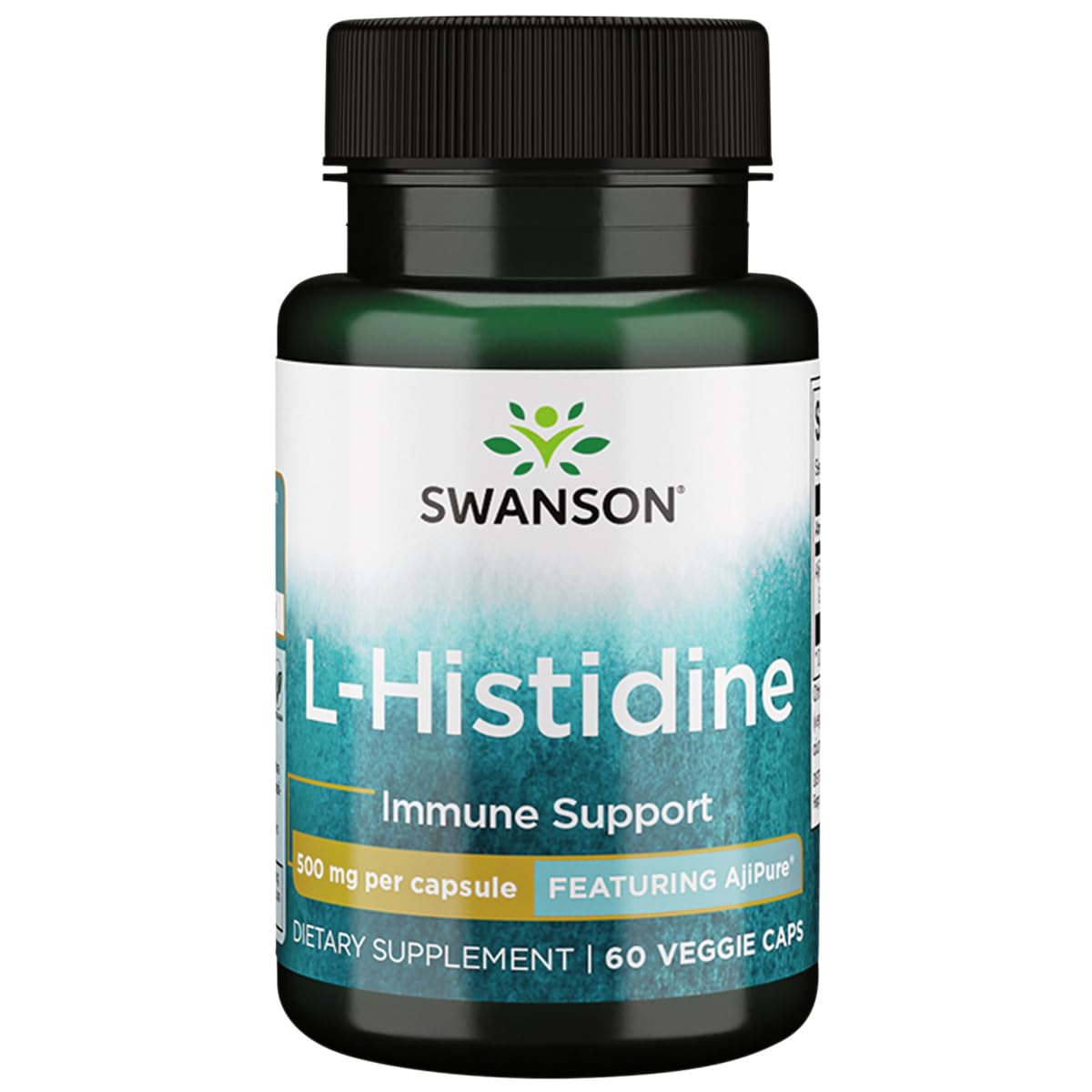 Swanson Ajipure L-Histidine : gélules végétales en bouteille, potentiel soutien immunitaire.