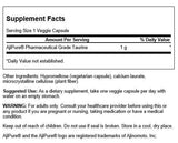 Gélules végétales Swanson Taurine 1000 mg, qualité pharmaceutique et pureté vérifiée par des laboratoires tiers.
