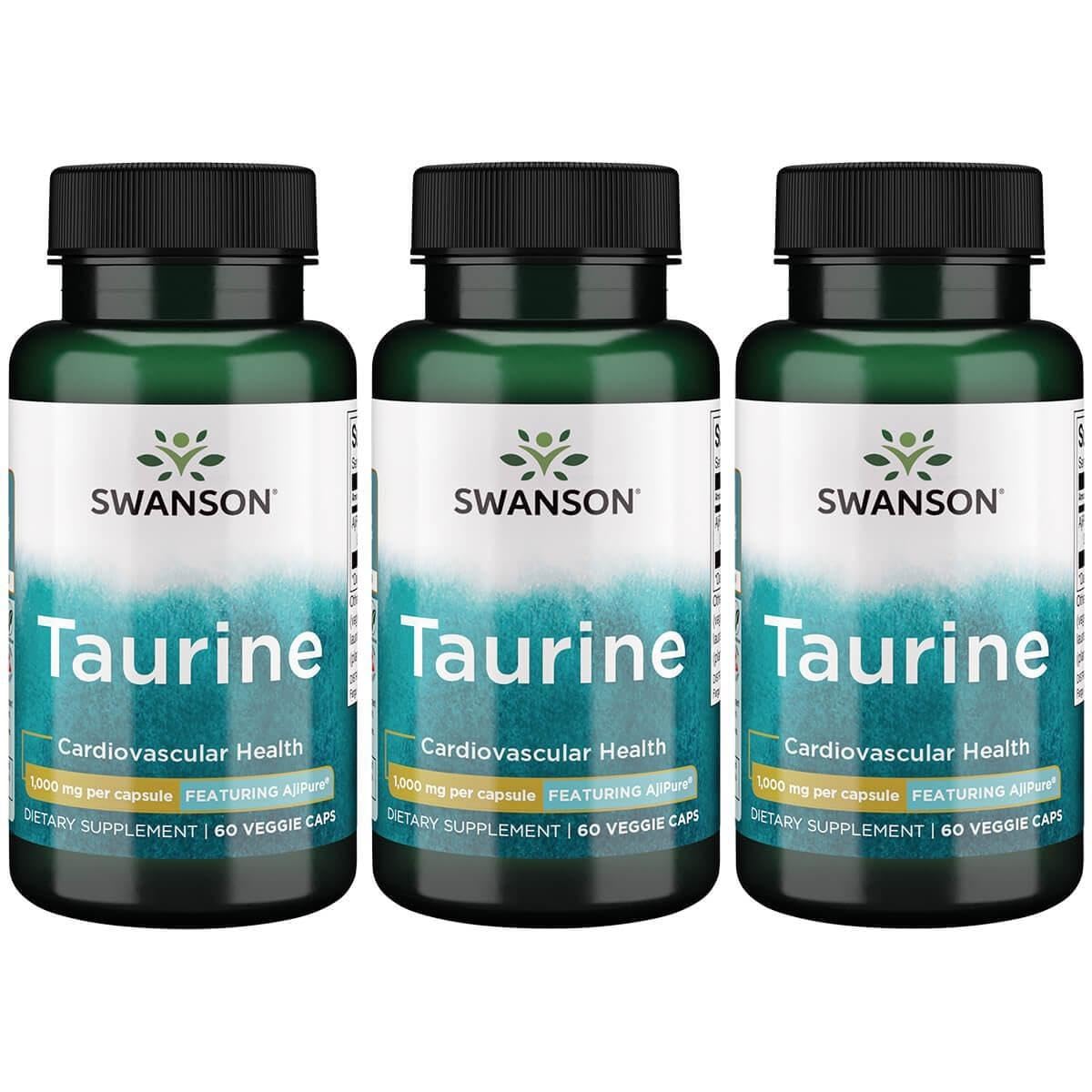 Swanson AjiPure Taurine 1000 mg, 60 gélules végétales, équilibre électrolytique potentiel pendant l'effort.