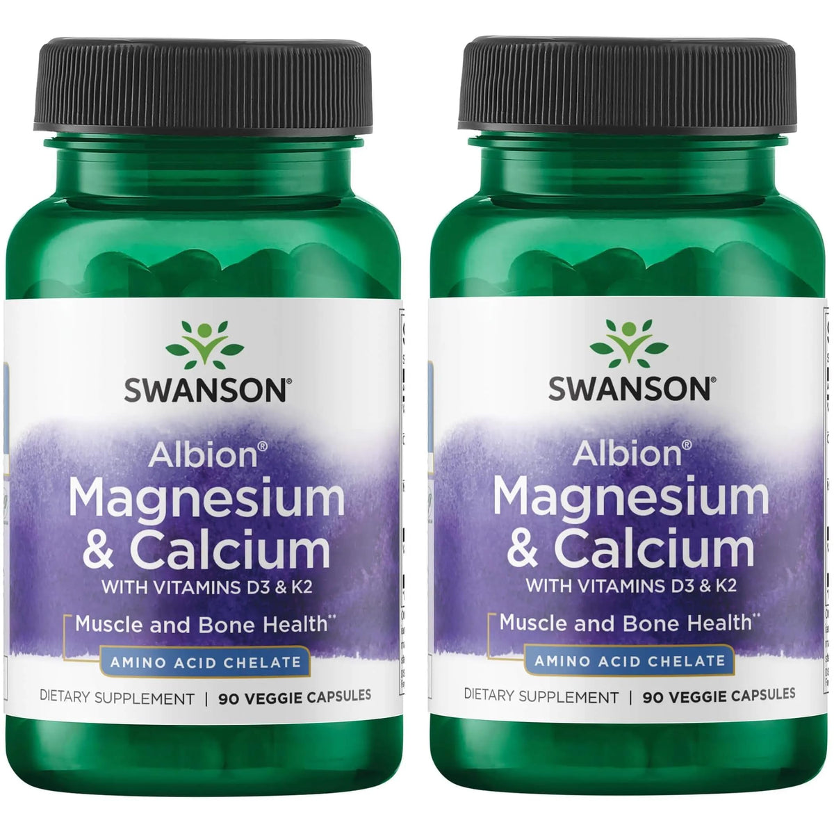Capsules végétales Swanson Albion magnésium-calcium 2:1 pour l'équilibre quotidien et le bien-être