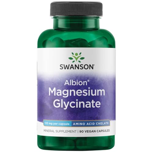 Swanson Albion Magnésium Chelate - bouteille montrant un soutien nerveux et musculaire possible.