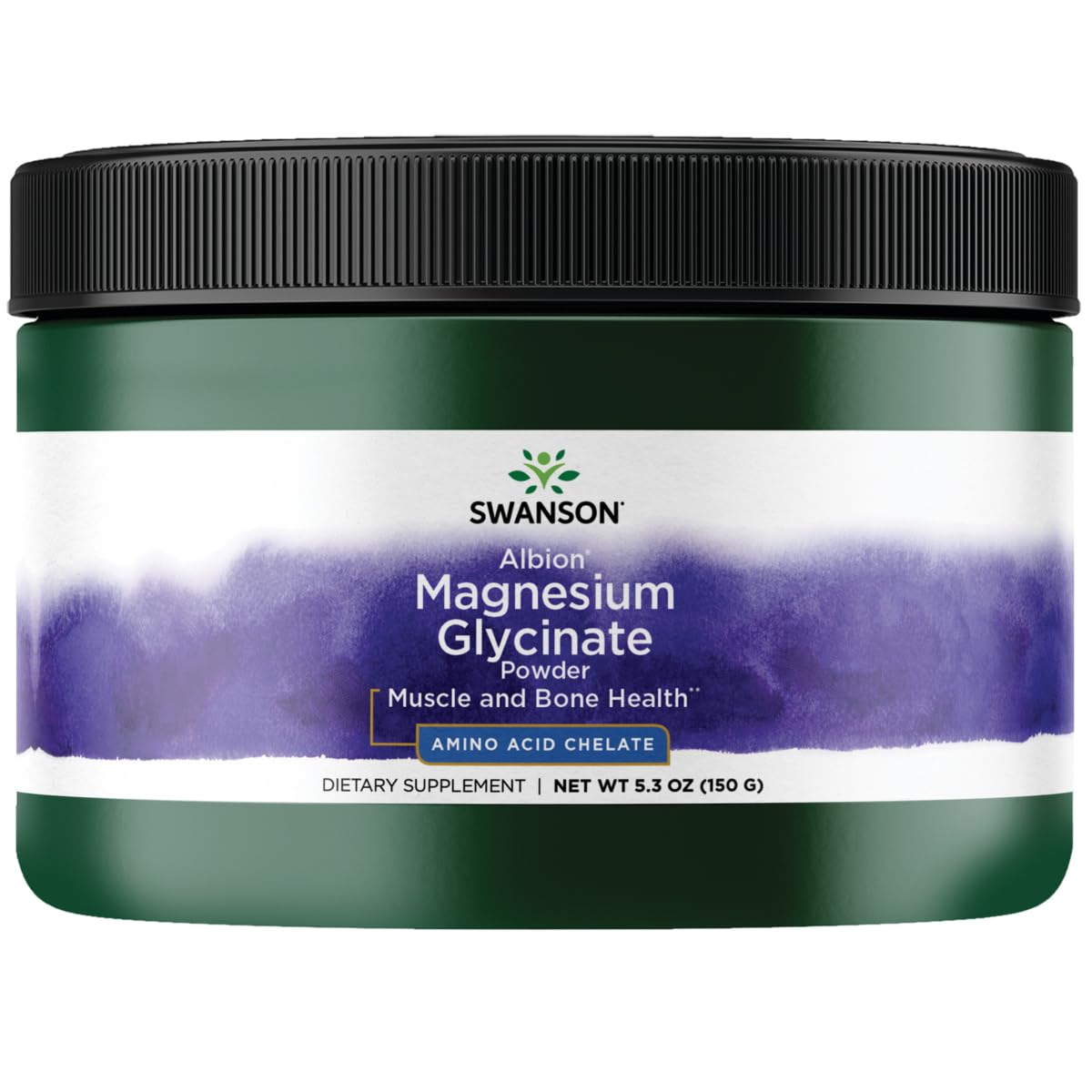 Swanson Albion Magnésium Glycinate Poudre Bouteille: favorise la détente du corps et de l'esprit.