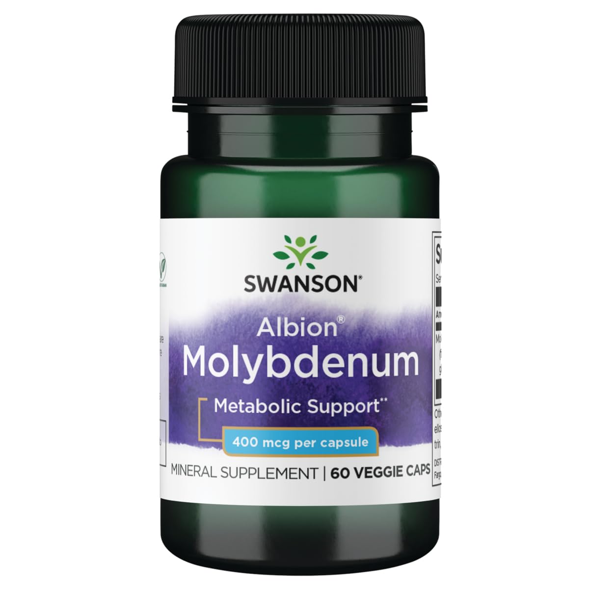 Swanson Albion Molybdène chelate 400 mcg – capsules végétales faciles à avaler