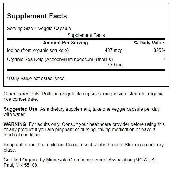 Swanson algue écossaise, capsules : usage pratique pour l'énergie et la thyroïde.