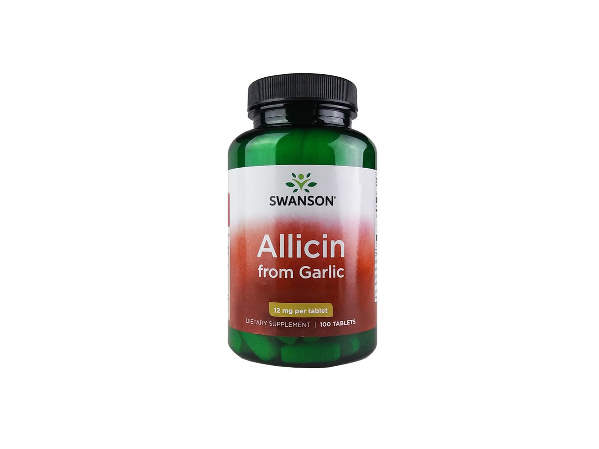 Swanson Allicin: tablettes d'ail en emballage pratique.