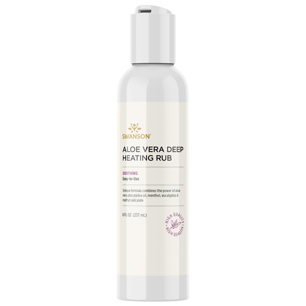 Swanson Aloe Vera Baume Chauffant, bouteille prête à l’application pour soulagement ciblé.