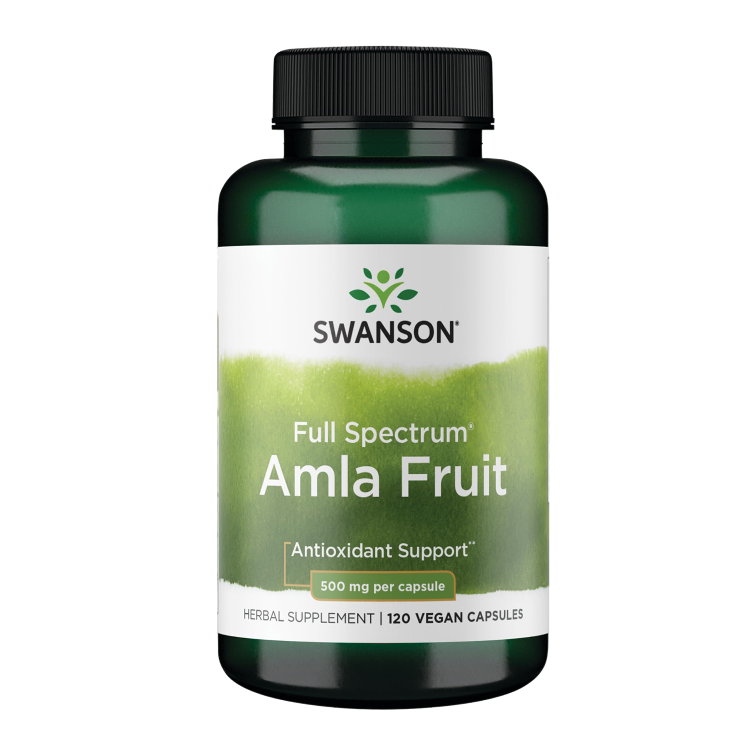 Swanson Amla Fruit – bouteille de capsules, soutien potentiel à l'énergie et au bien-être.