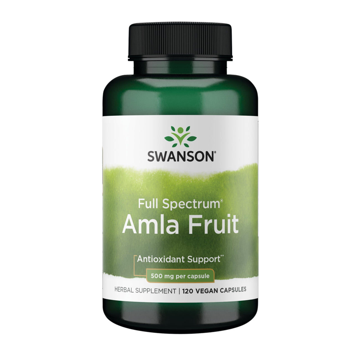 Swanson Amla Fruit – bouteille de capsules, soutien potentiel à l'énergie et au bien-être.