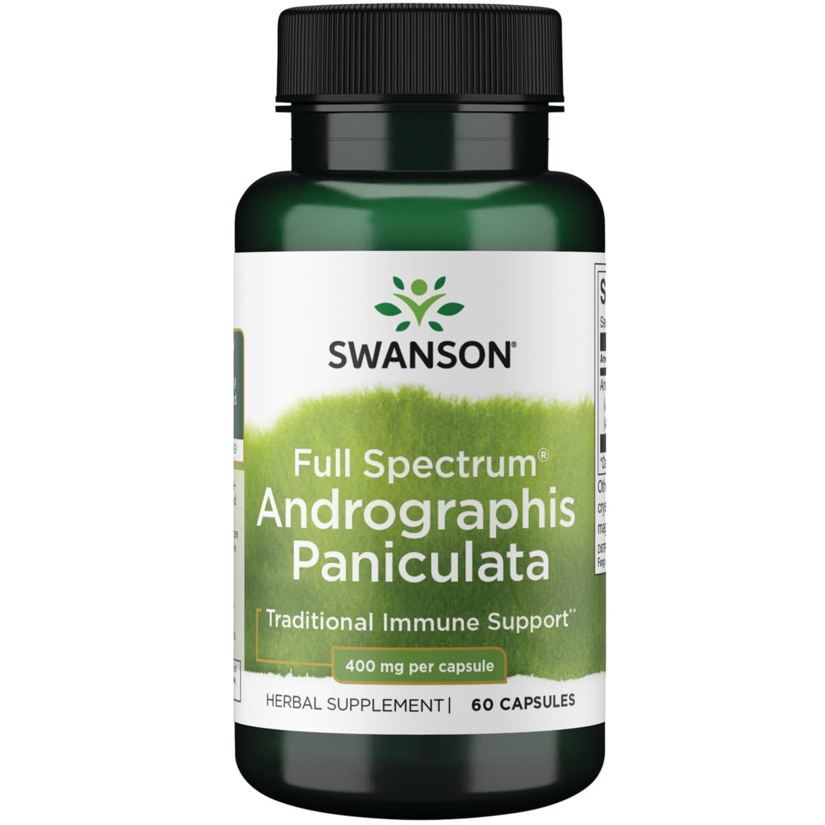 Swanson Andrographis Paniculata – bouteille de 60 capsules, utilisation selon les pratiques ayurvédiques et chinoises.