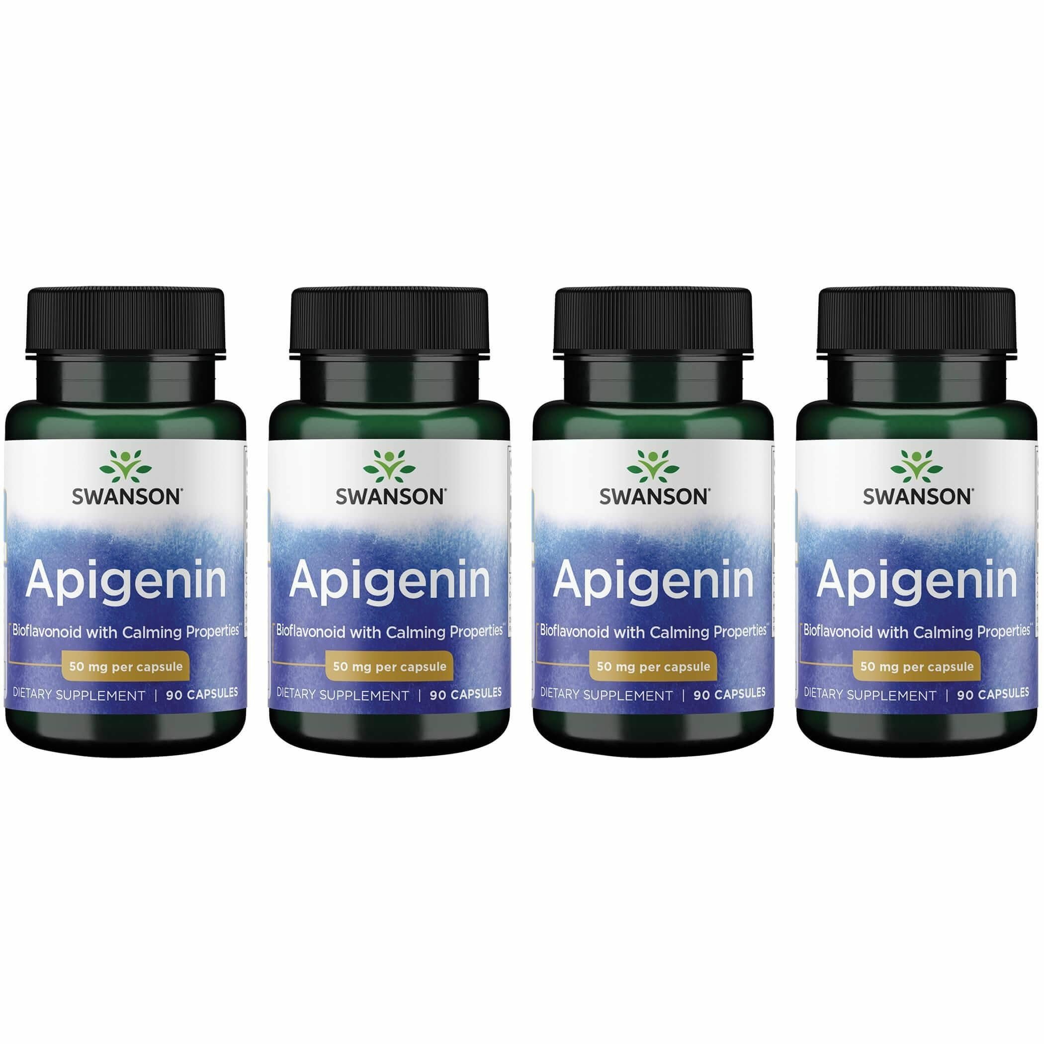 Swanson Apigenin 50 mg — bouteille 90 gélules, soutien au sommeil et relaxation.