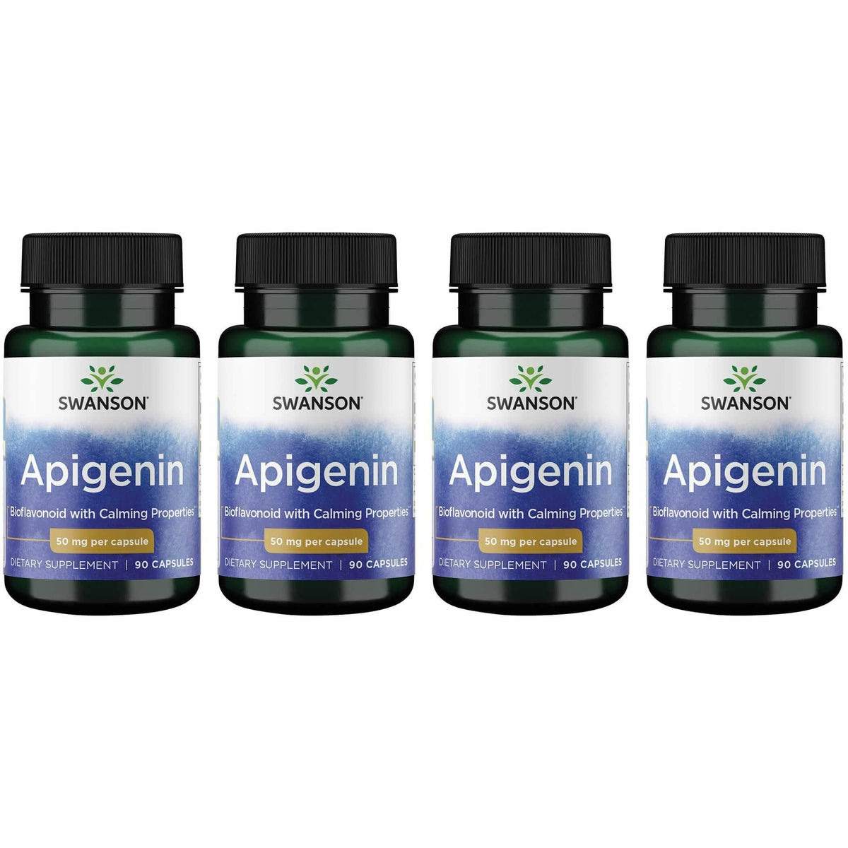 Swanson Apigenin 50 mg — bouteille 90 gélules, soutien au sommeil et relaxation.