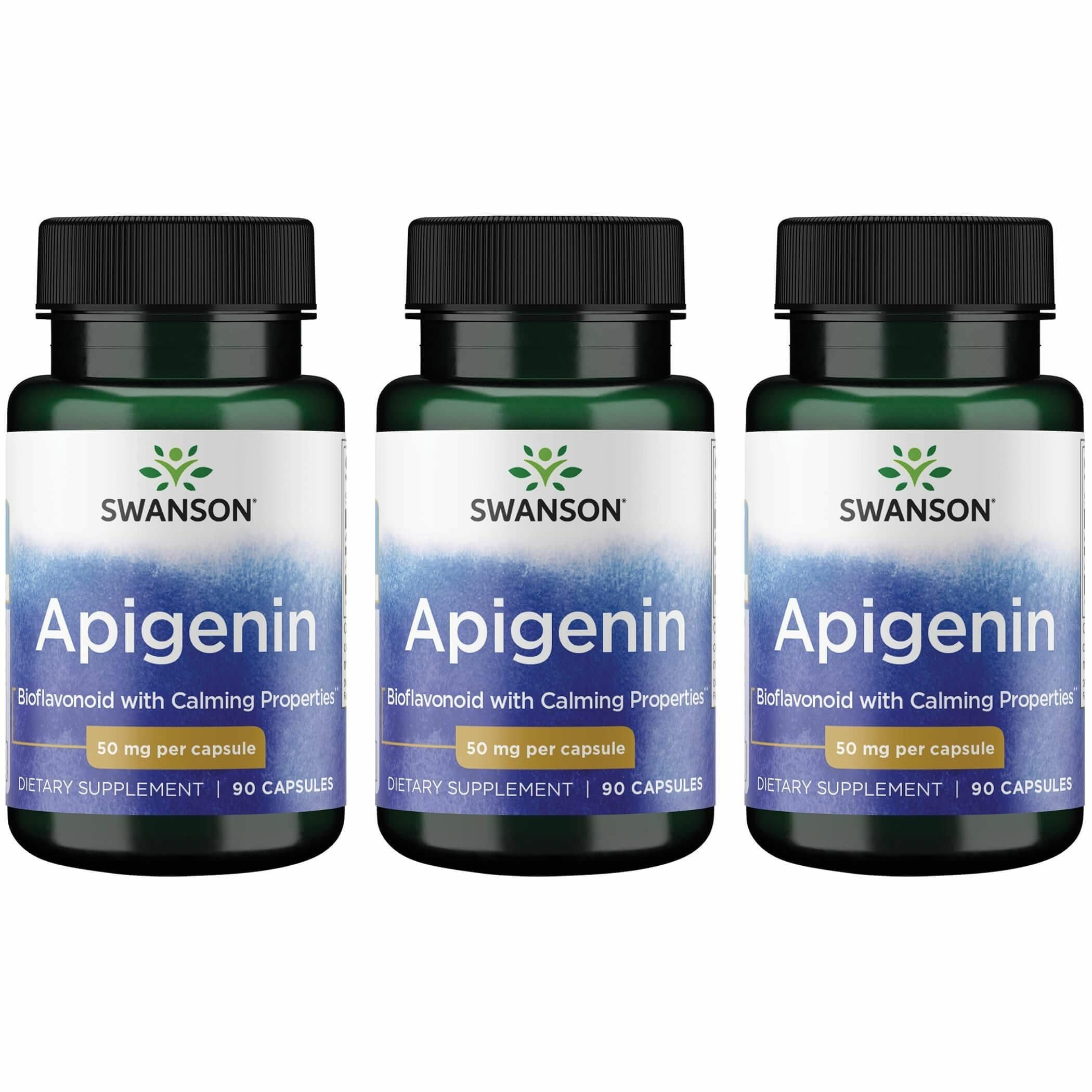 Swanson Apigénine, boîte de 90 gélules, présentation et dosage 50 mg pour relaxation nocturne