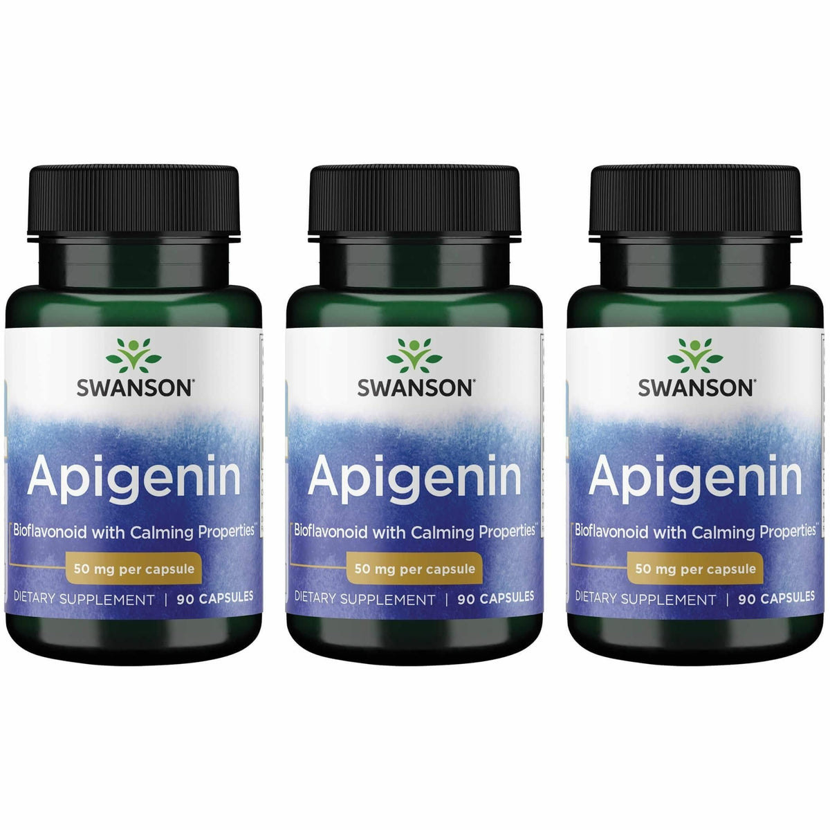 Swanson Apigénine, boîte de 90 gélules, présentation et dosage 50 mg pour relaxation nocturne