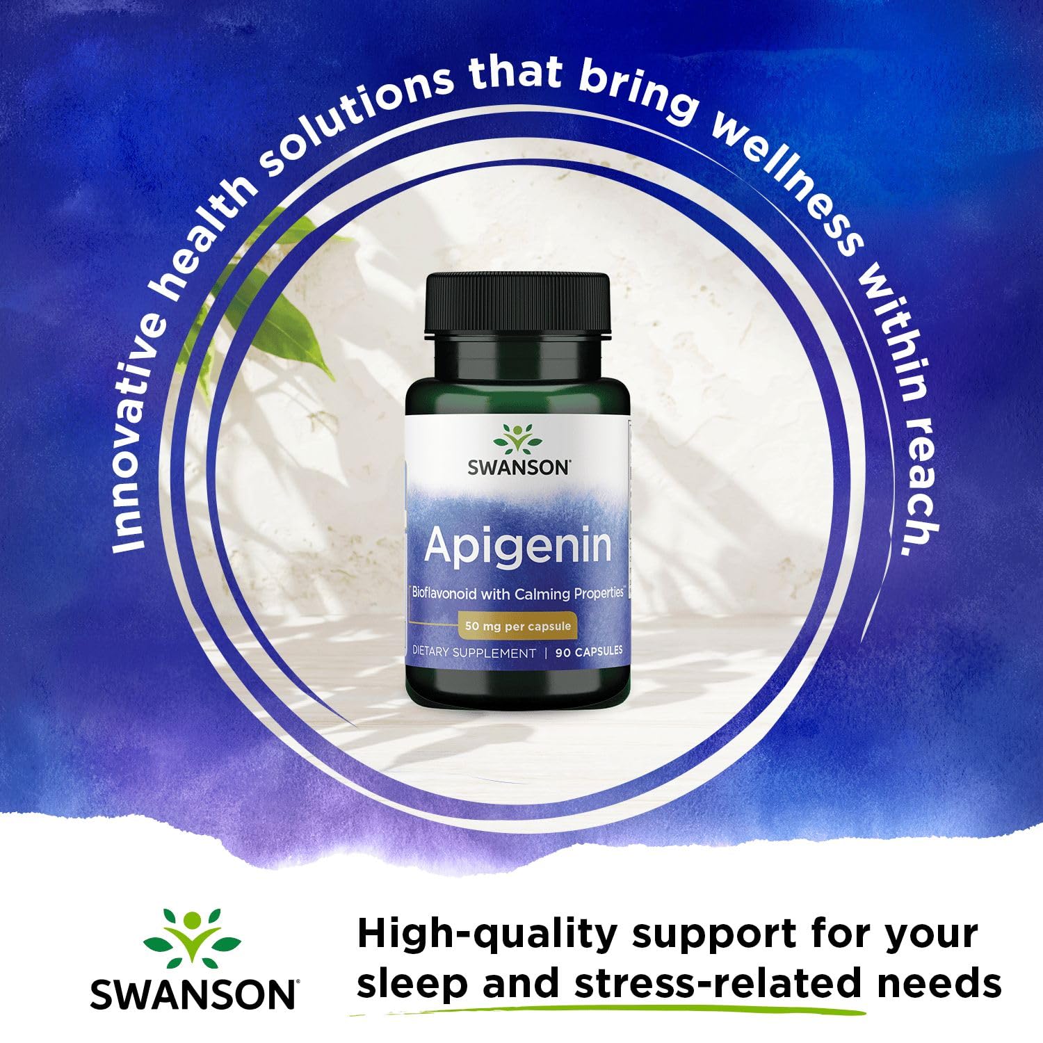 Capsules Swanson Apigénine prêtes à l’emploi pour un moment de calme et bien-être