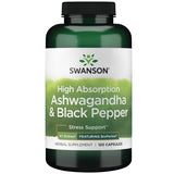 Swanson Ashwagandha haute absorption avec Bioperine, soutien potentiel au bien-être quotidien.