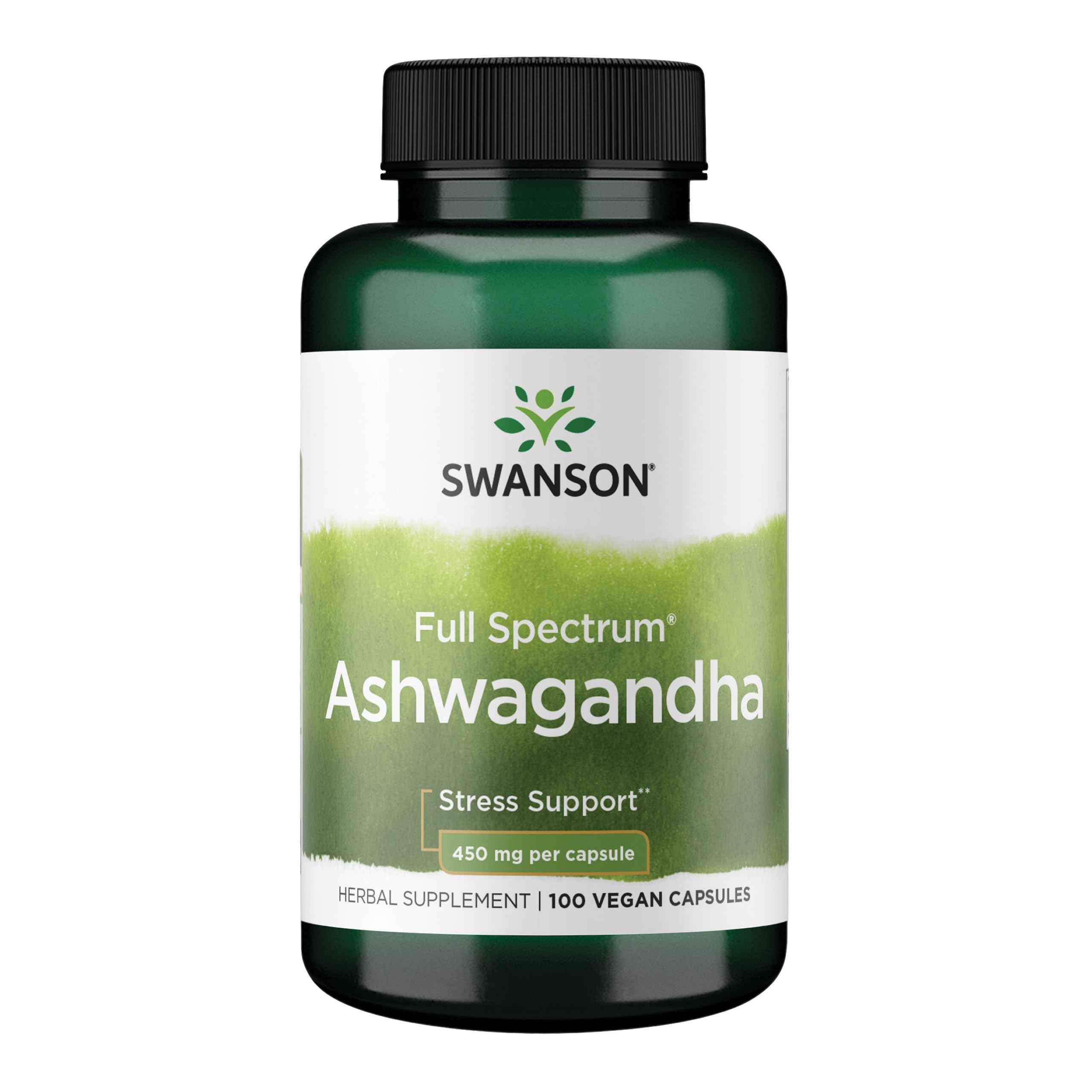Swanson Ashwagandha Poudre – bouteille, soutien au stress et énergie naturelle.