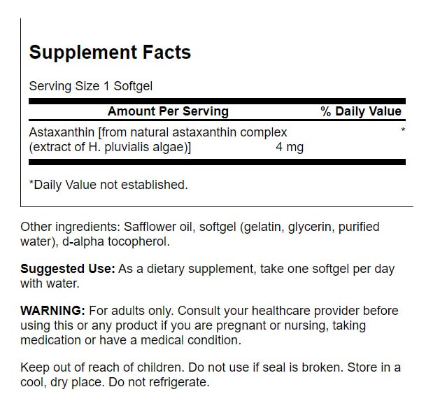 Swanson Astaxanthin: actif antioxydant pour le corps et l énergie au quotidien.