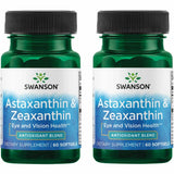 Swanson Astaxanthine et Zeaxanthine — bouteille, soutien potentiel à la vue et à l’antioxydant.