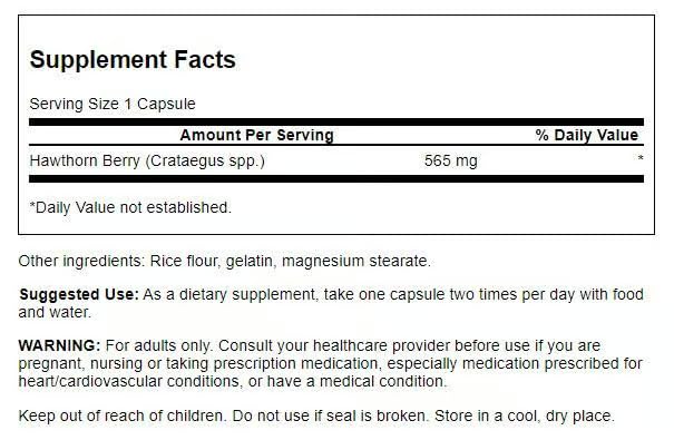 Swanson Aubépine Baies – capsules faciles à avaler et bénéfiques.