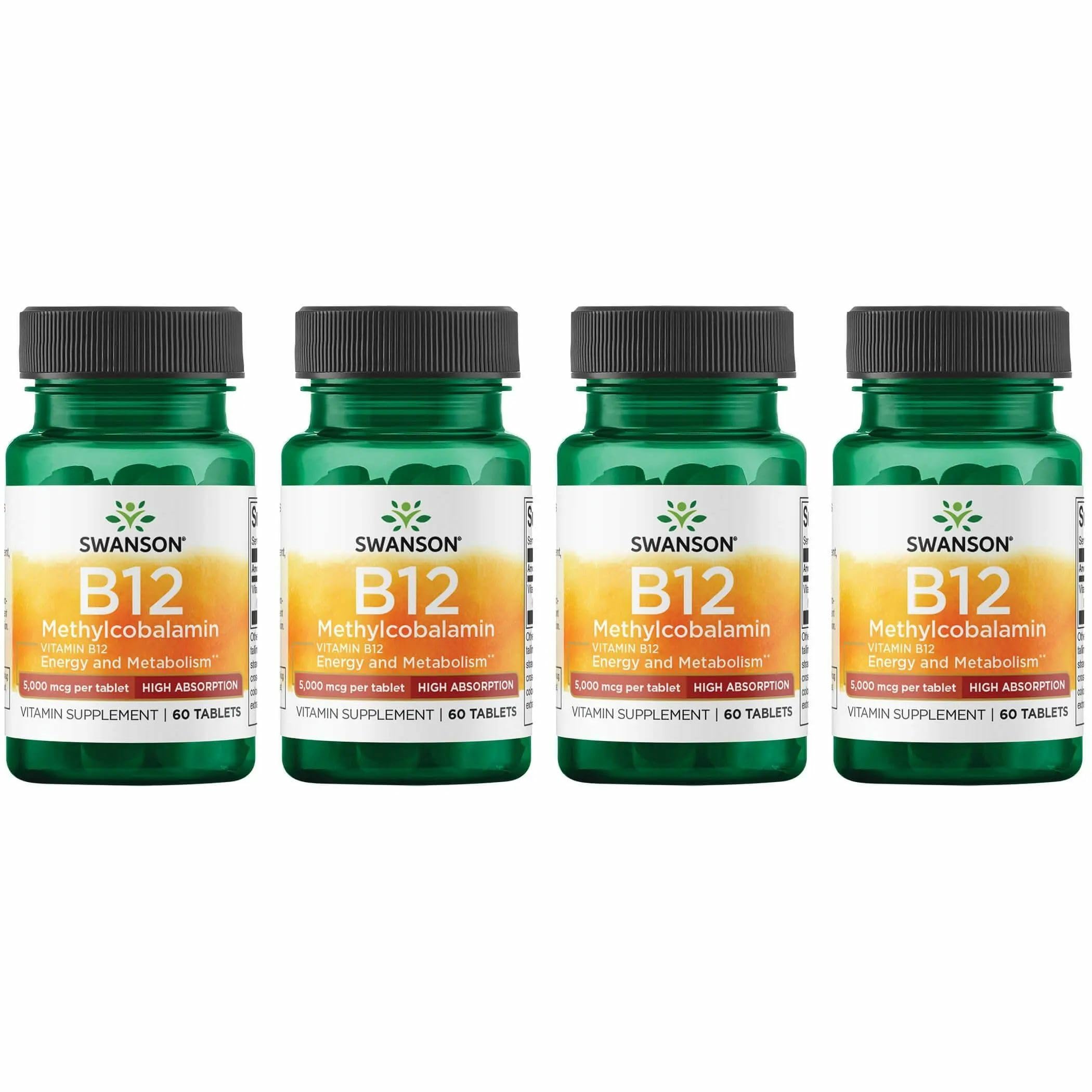Swanson B12 méthylcobalamine, bouteille recto, énergie potentielle et soutien nutritionnel