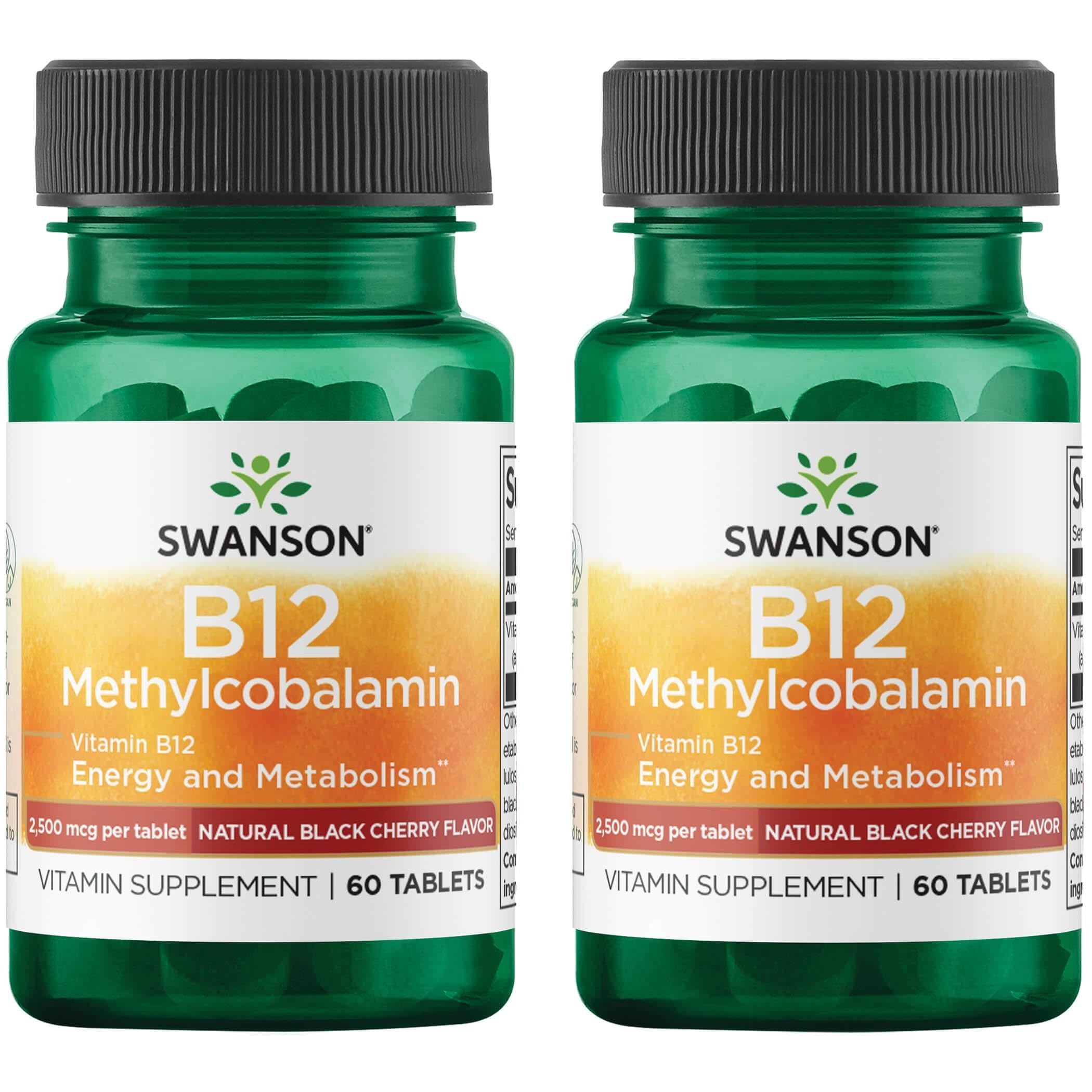 Swanson B12 methylcobalamin goût cerise noire, soutien potentiel de l'énergie et du système nerveux