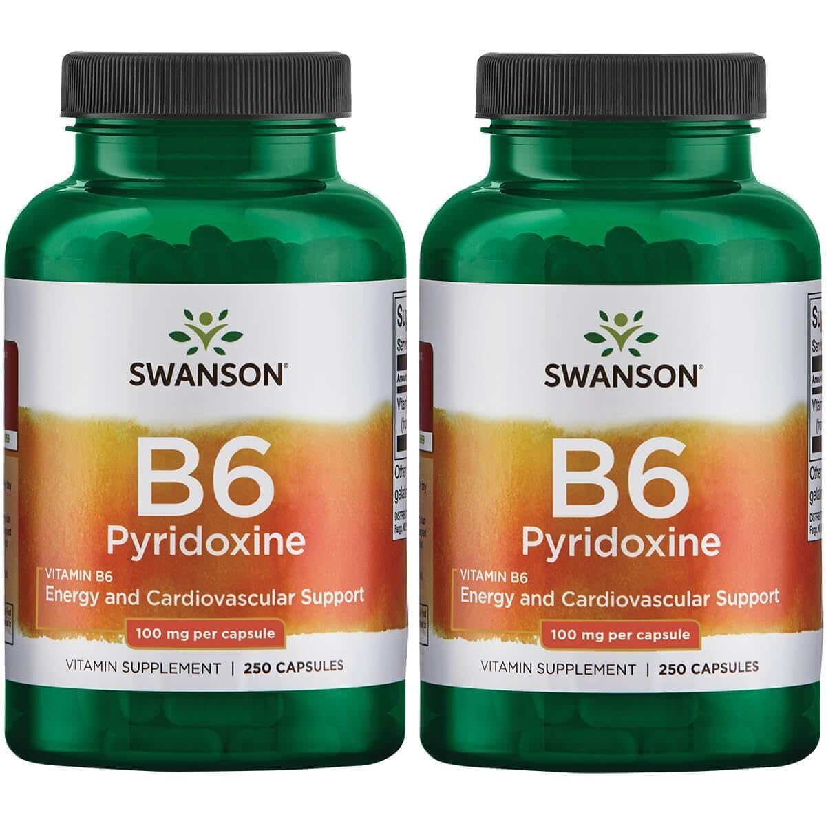 Swanson B6 Pyridoxine - Bouteille 100 mg, soutien énergétique potentiel et bien-être cardio.