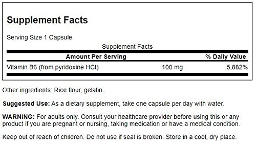Prise quotidienne des gélules Swanson B6 Pyridoxine pour énergie