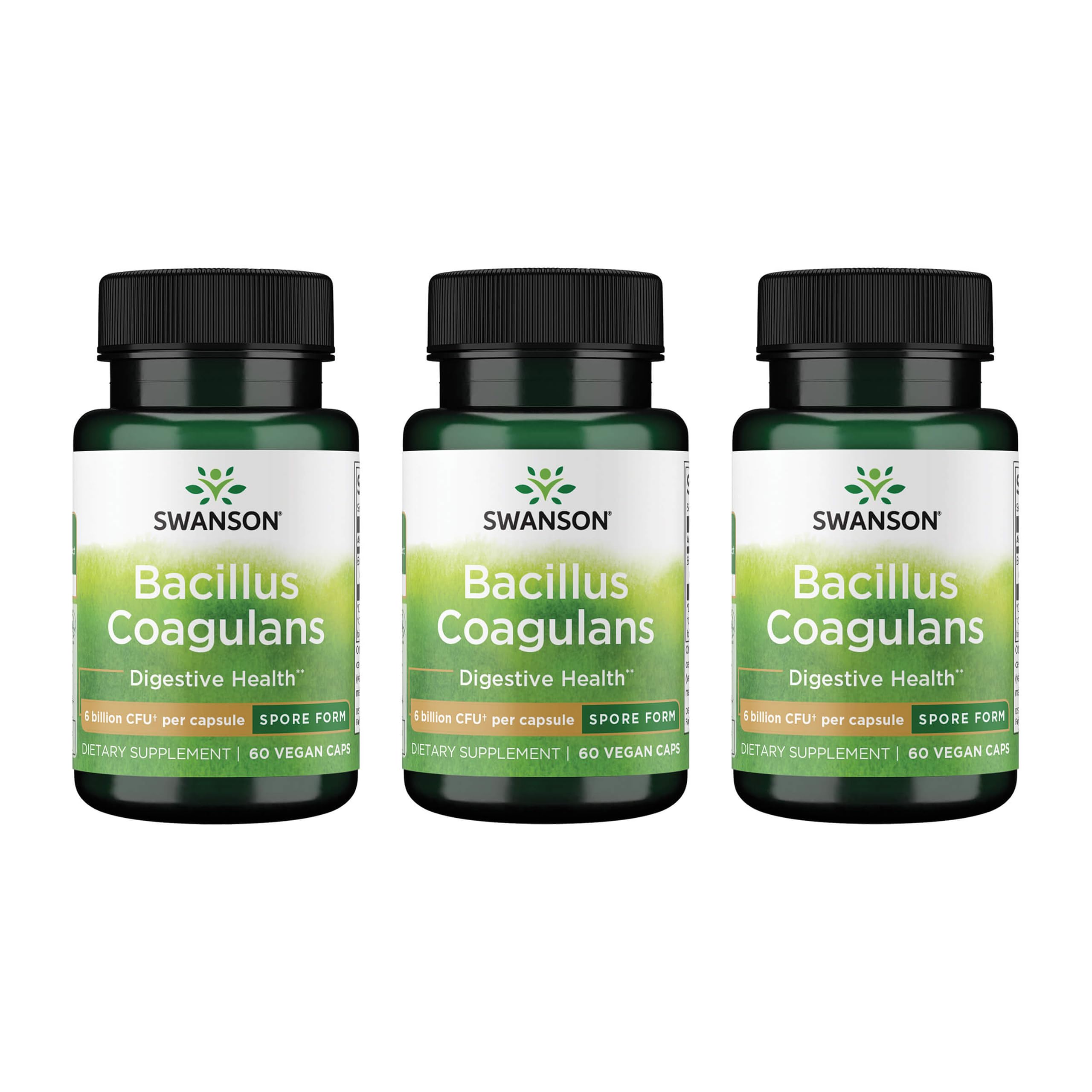 Swanson Bacillus Coagulans: bouteille de capsules, soutien digestif potentiel.