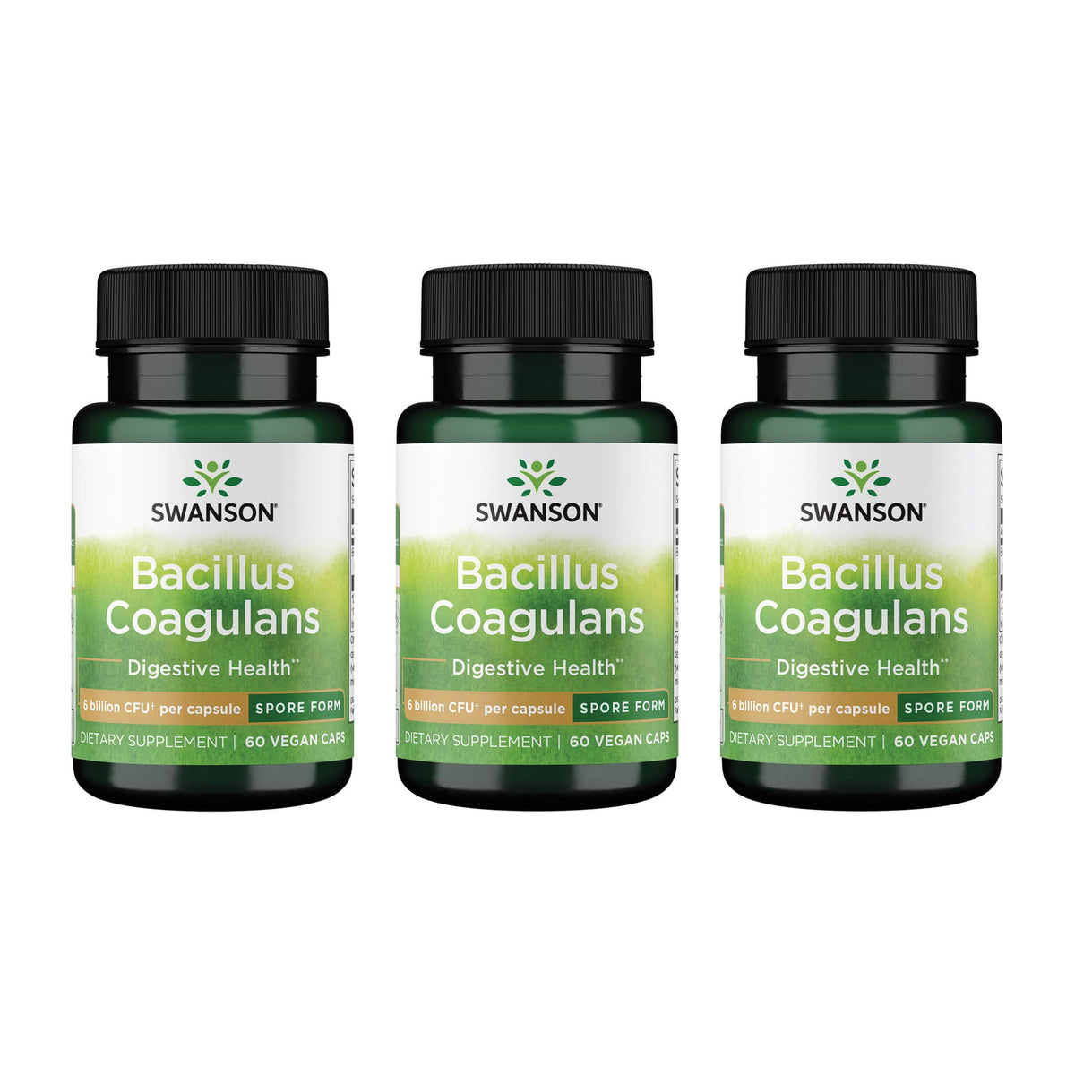 Swanson Bacillus Coagulans: bouteille de capsules, soutien digestif potentiel.