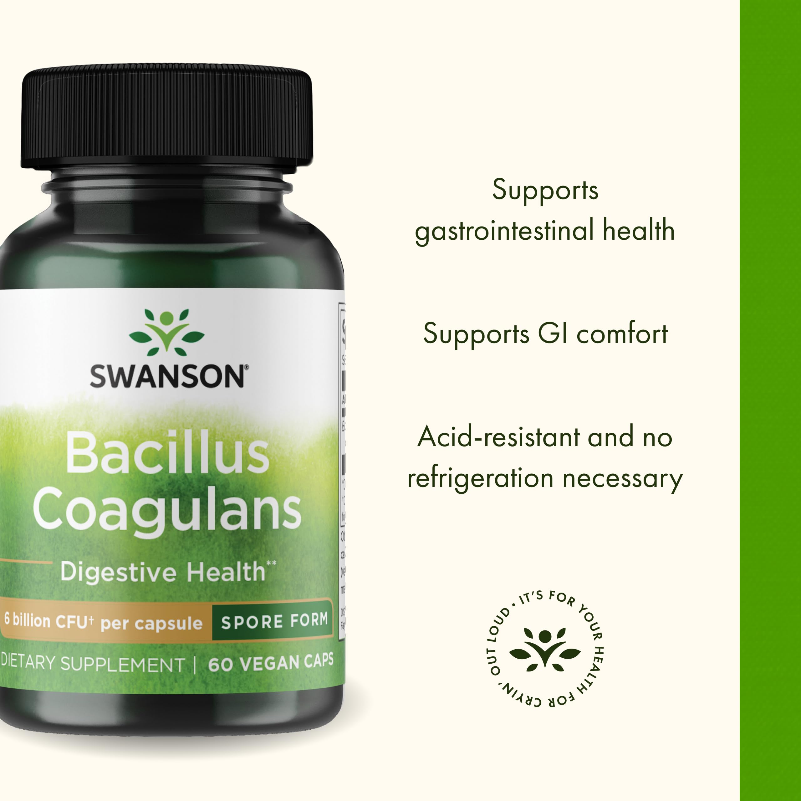 Swanson Bacillus Coagulans etiquette-sante-digestive: label clair pour une approche digestive douce