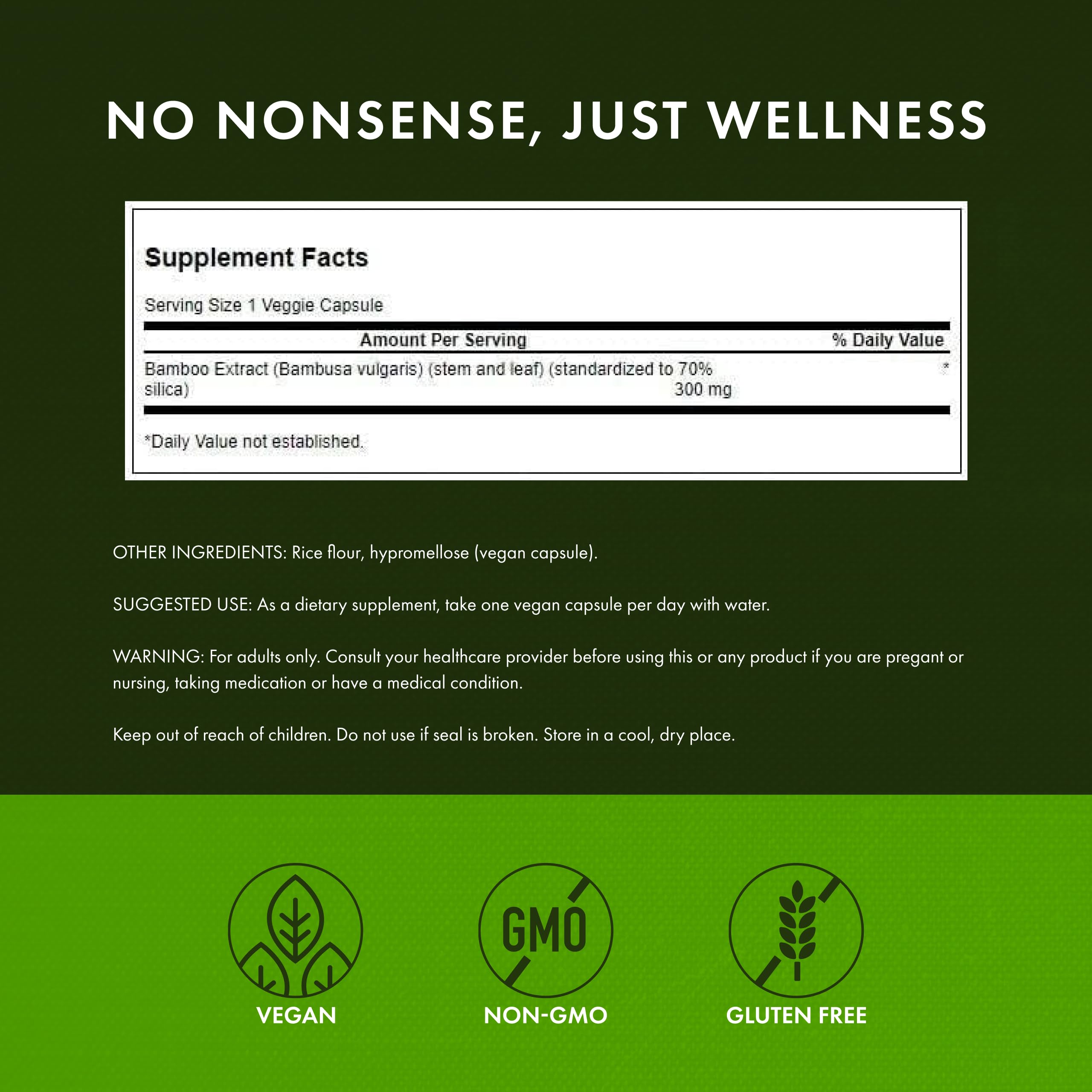 Swanson Extrait de Bambou - capsules véganes faciles à avaler pour routine simple