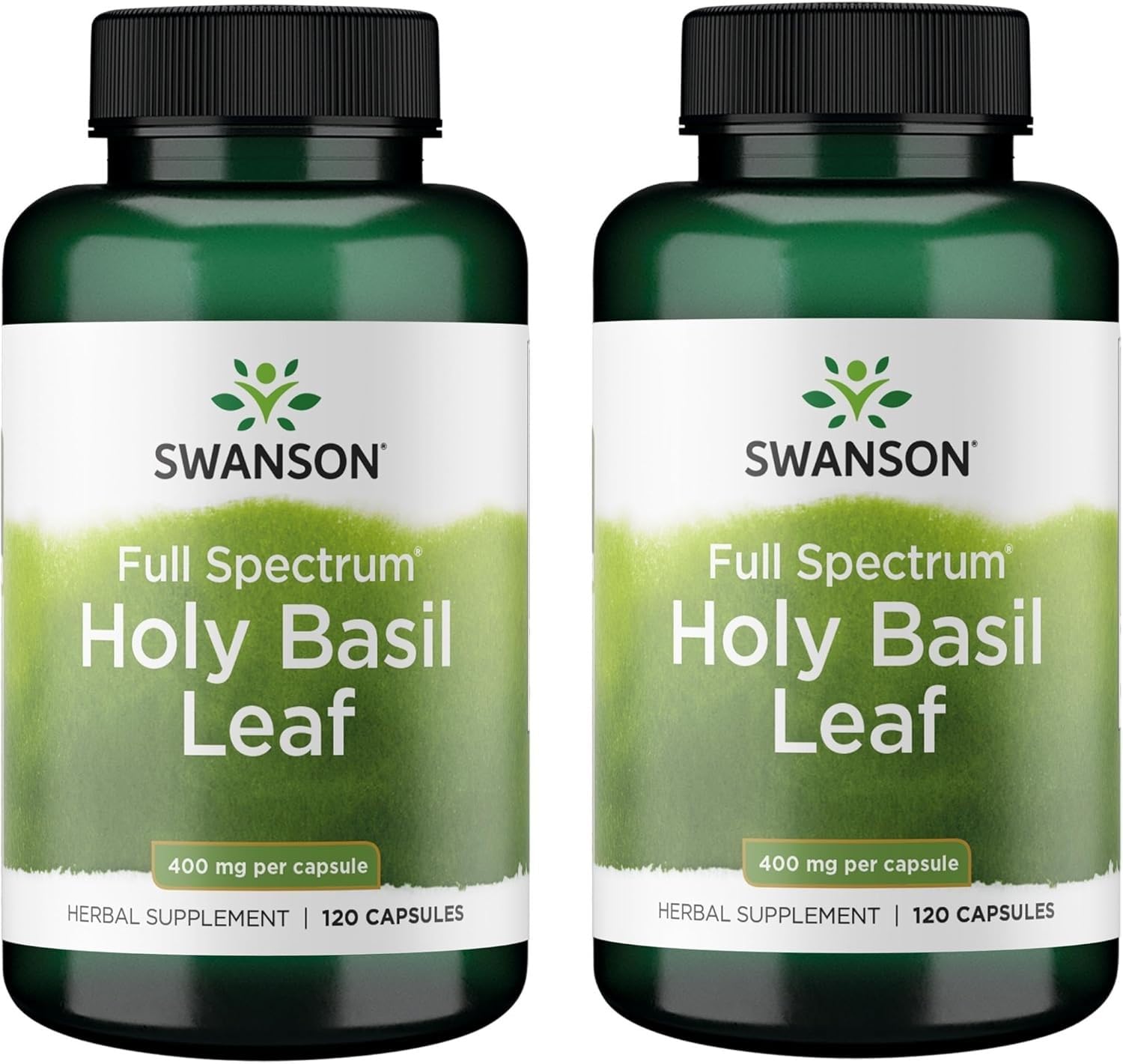 Swanson Basilic Sacré Tulsi – bouteille de capsules prête à l’emploi pour le bien-être quotidien.