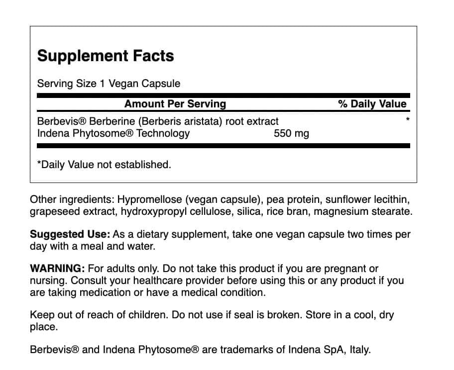 Swanson Berberine Berbevis 550 mg: gélules pratiques pour une absorption améliorée