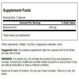 Etiquette Swanson Berberine sur la bouteille, informations claires sur le produit.