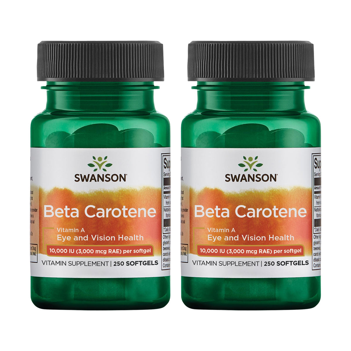Swanson Bêta-Carotène, bouteille gélules douces, potentiel soutien peau et vision.