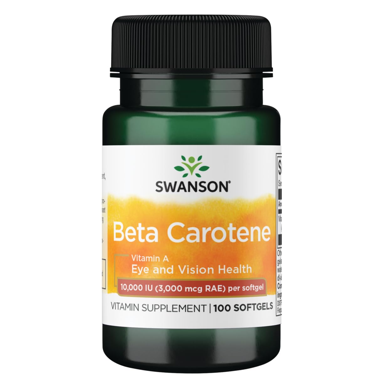 Swanson Bêta-Carotène — bouteille-gelules : soutien de la vue et protection antioxydante au quotidien.